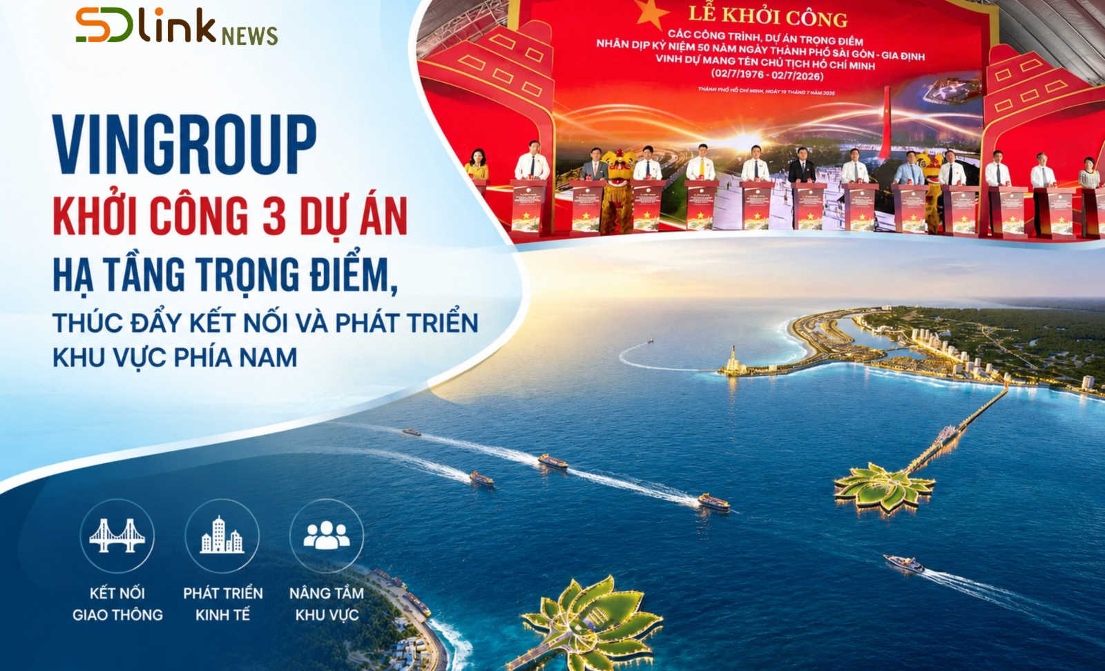 Ảnh chính Vingroup khởi công 3 dự án hạ tầng trọng điểm, thúc đẩy kết nối và phát triển khu vực phía Nam